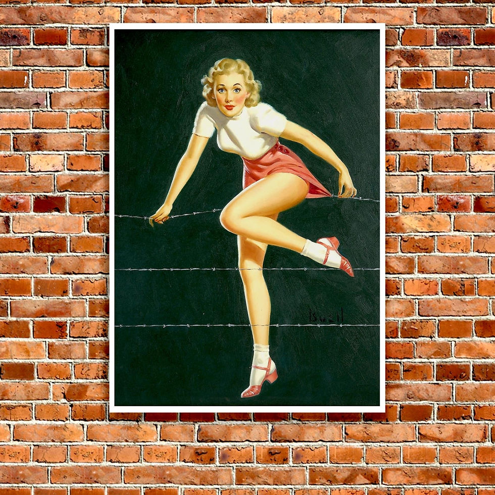 Thumbnail: Pinup Girl Poster - Over the Fence