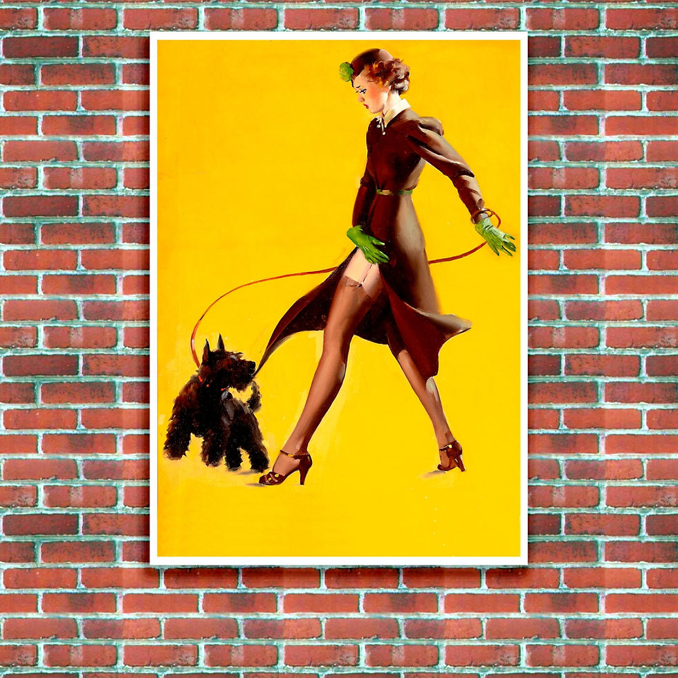 Thumbnail: Pinup Girl Poster - Walking the Dog
