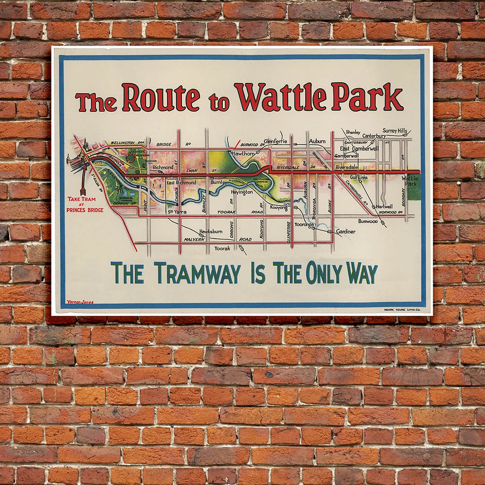 Thumbnail: Melbourne Map Poster - The Route to Wattle Park