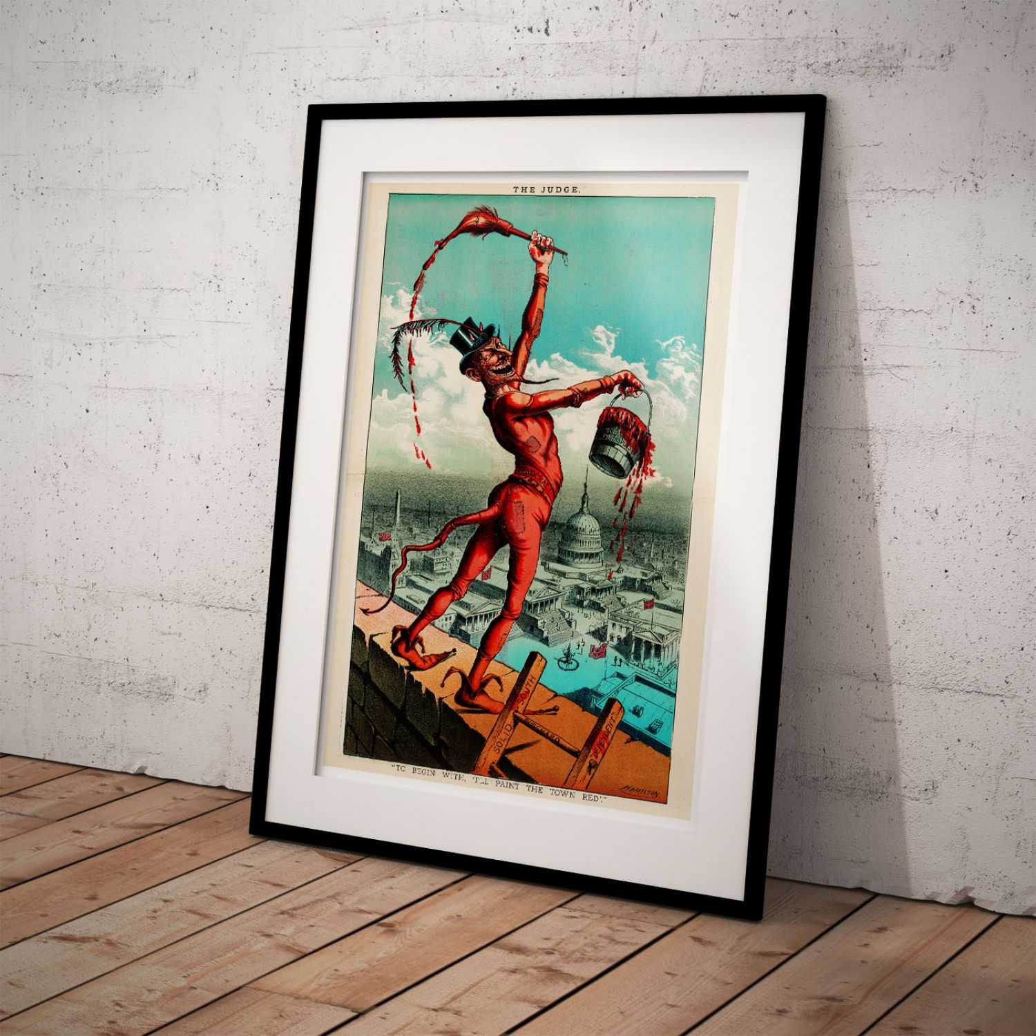 Vintage Political Comic Poster - Paint the Town Red