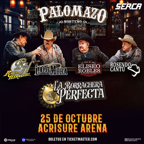 Palomazo Norteño traerá su gira La Borrachera Perfecta al Acrisure Arena el 25 de octubre de 2025