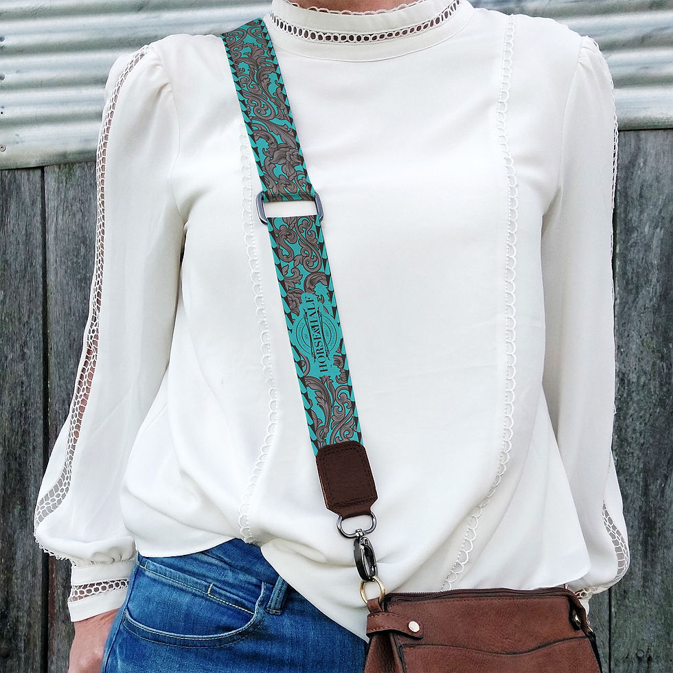 Teal tooled Handbag Strap