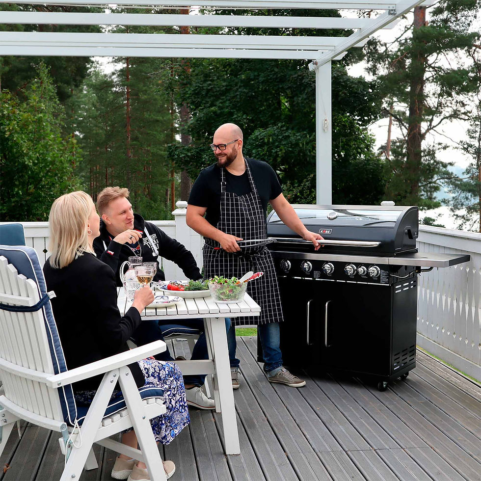 Miniatyrbild: KOBE Premium Gasolgrill 6+1 brännare, svart, glaslock 