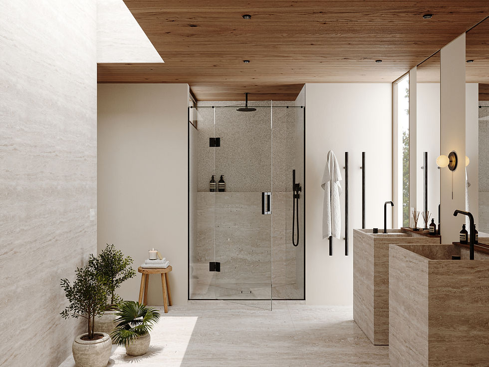 High-end CGI created for the EasyTile catalog by Atlantis Bathroom, featuring contemporary bathroom surfaces and refined mate