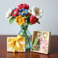 handmade crochet flowers in a vase and crochet keychains in a gift box.jpg