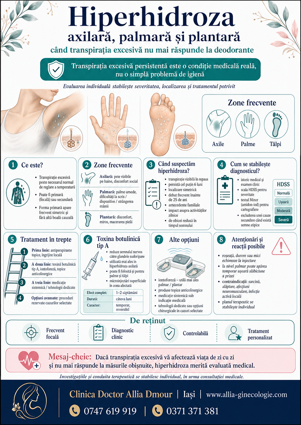Hiperhidroza infografic, Clinica Doctor Allia Dmour, Iași