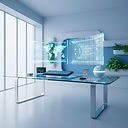 An image to represent Technology & Transformation as an offering - blue and while backgrou