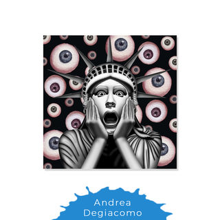Andrea Degiacomo. Madame Liberty. Collage digital. Vinilo sobre mdf. 50 x 50, $25.000, _an