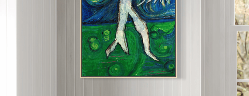 Blue storm-inspired painting by Gene Lotz from the Resurrection exhibition at SHO Art Studios Windsor Ontario.