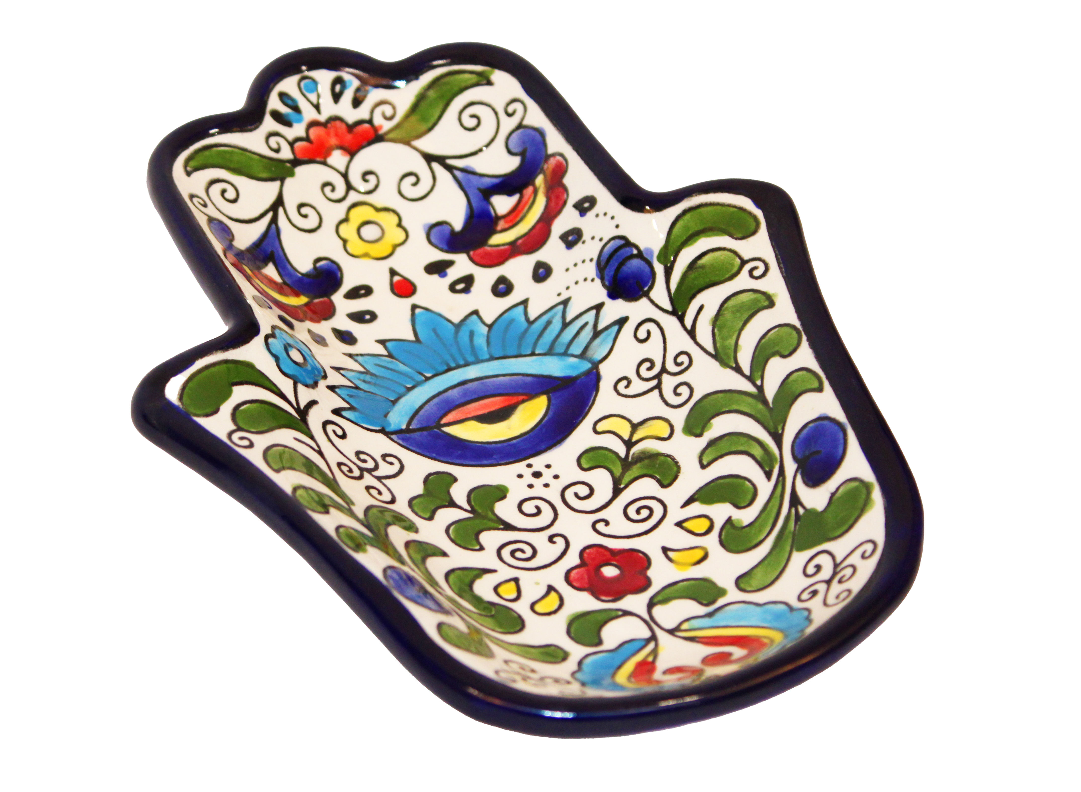 Evil Eye Ceramic Hamsa Plate