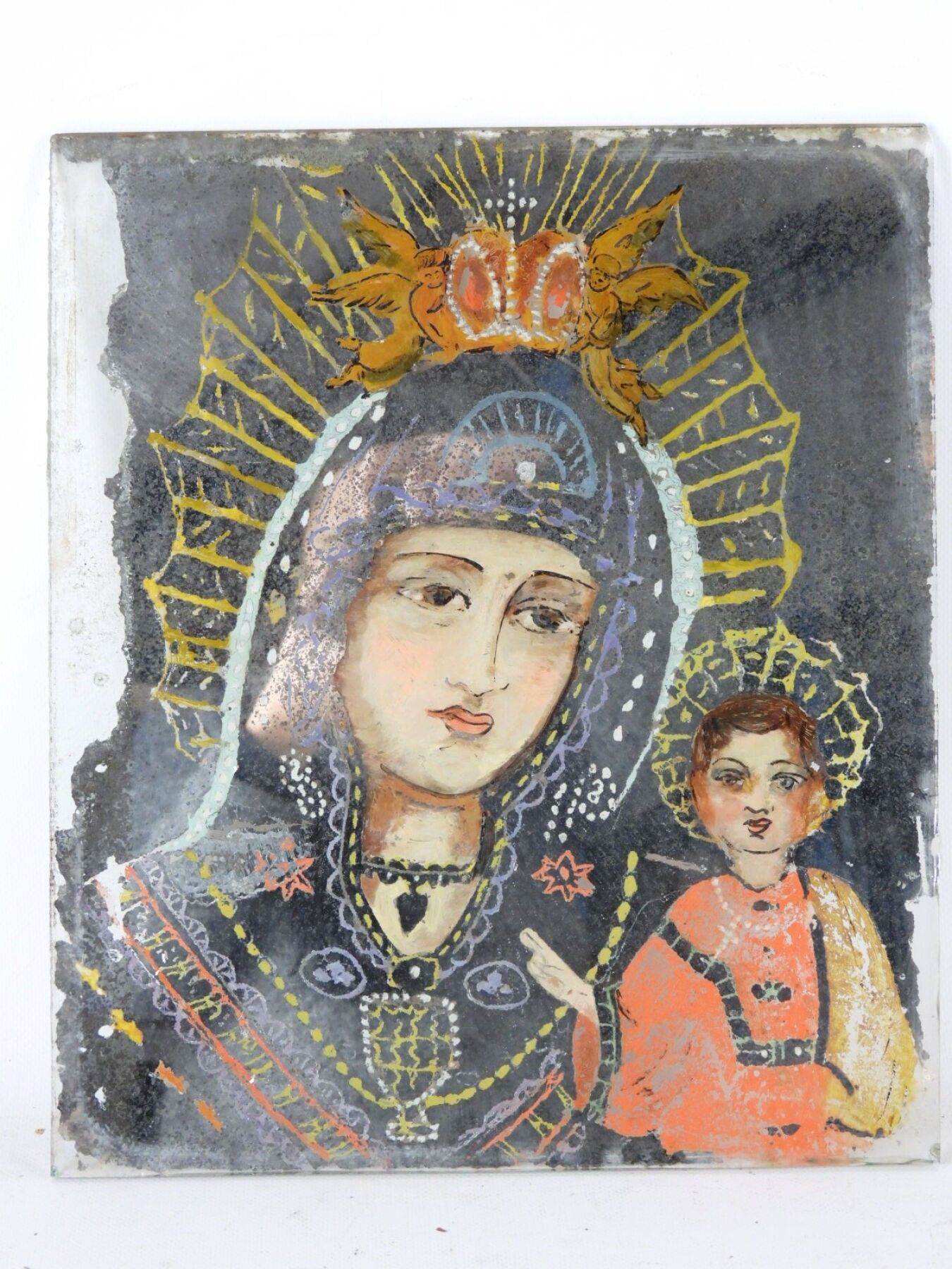 Réf. 302 - VIERGE A L'ENFANT SUR VERRE