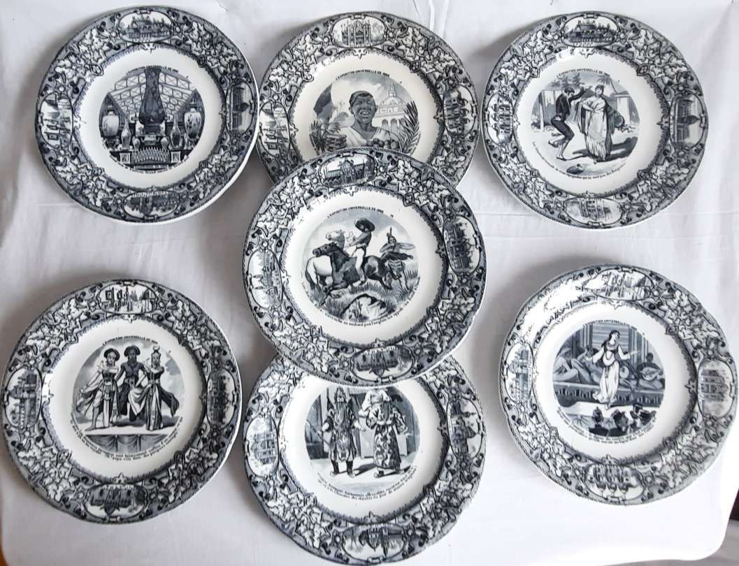 Réf. 162 - 7 ASSIETTES PARLANTES DE LA MANUFACTURE DE GIEN