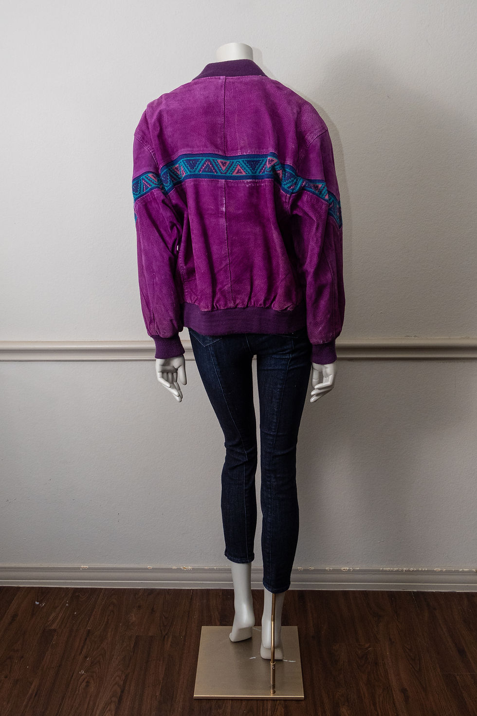 Thumbnail: Men's Purple Suede Bomber Jacket