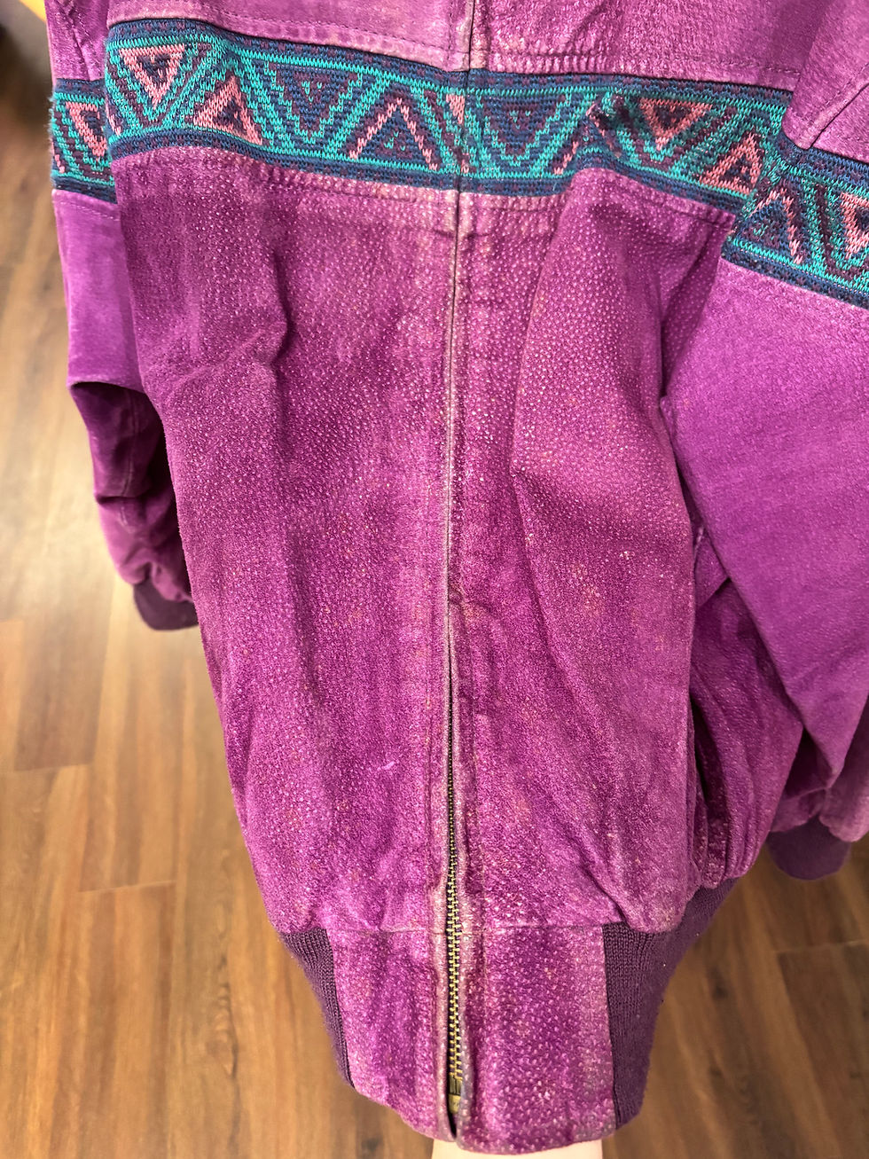 Thumbnail: Men's Purple Suede Bomber Jacket