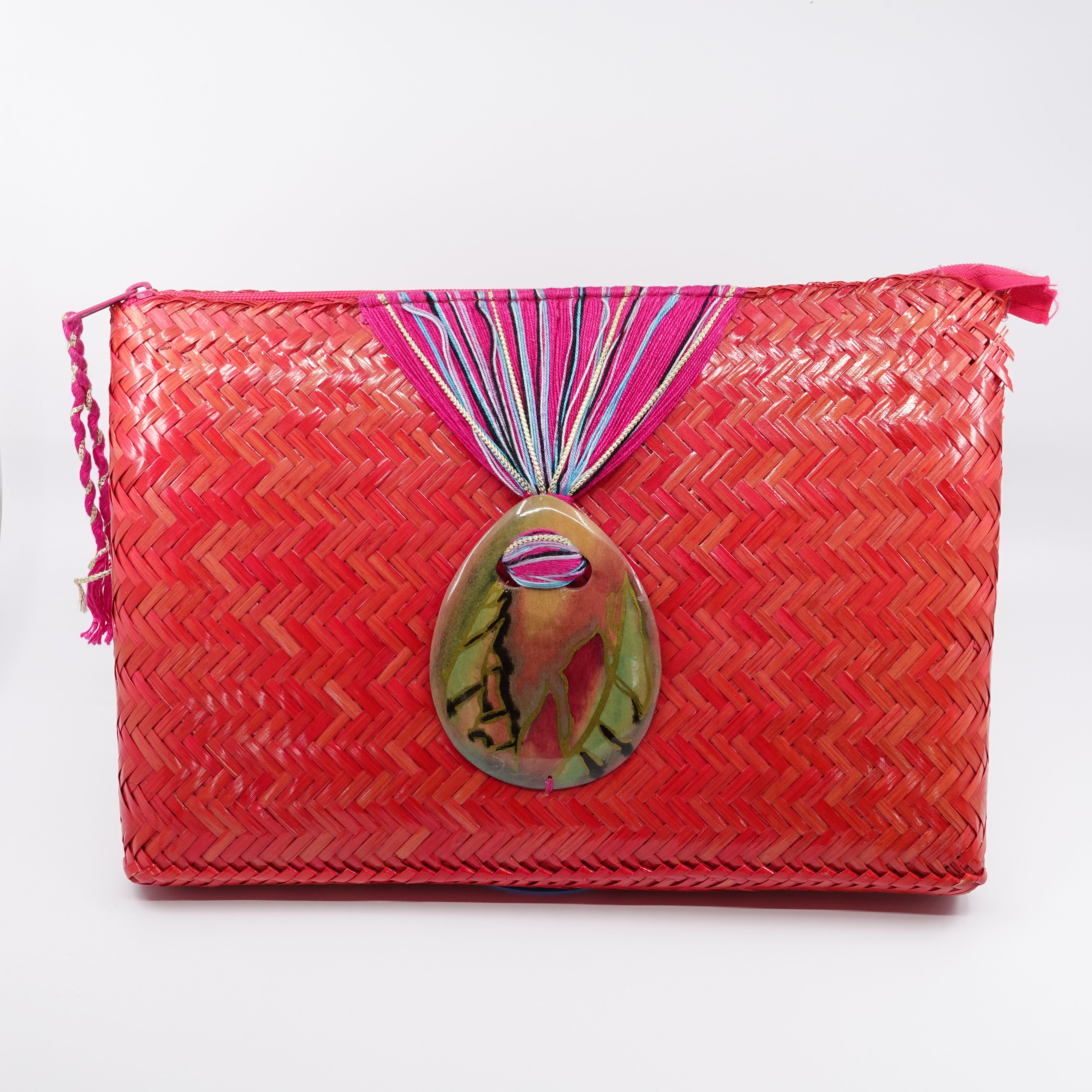 Pink Woven Large Envelope Clutch