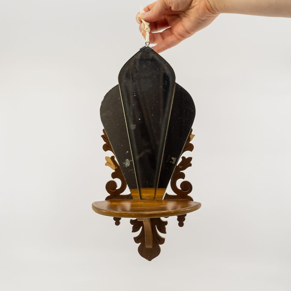 Thumbnail: Wood & Mirrored Wall Sconce with Shelf
