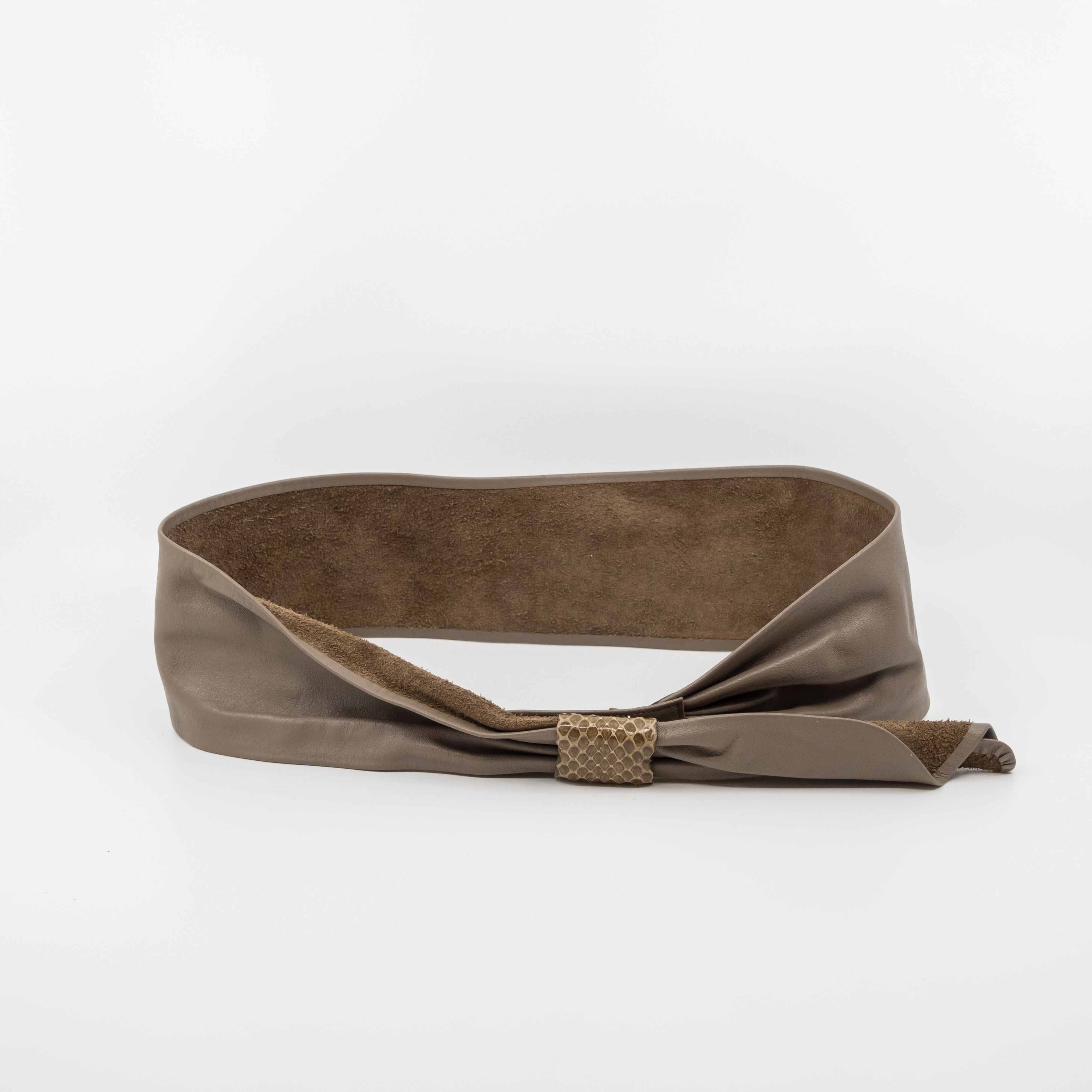 Taupe Belt with Snakeskin Accent