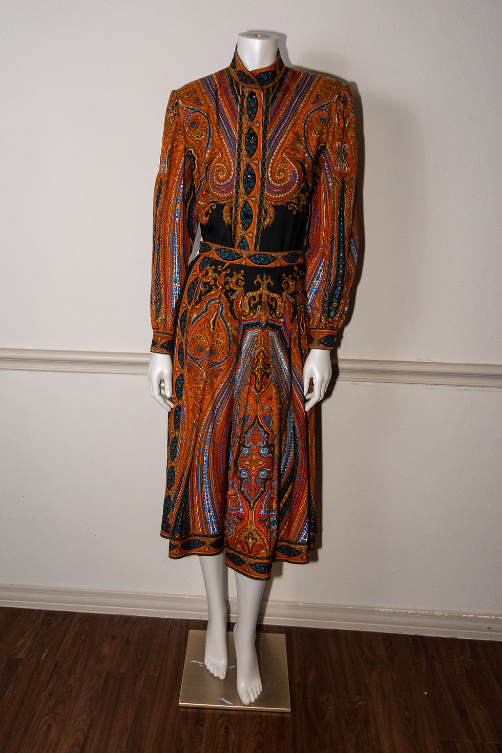 Thumbnail: Paisley High Neck Blouse & Midi Skirt Set