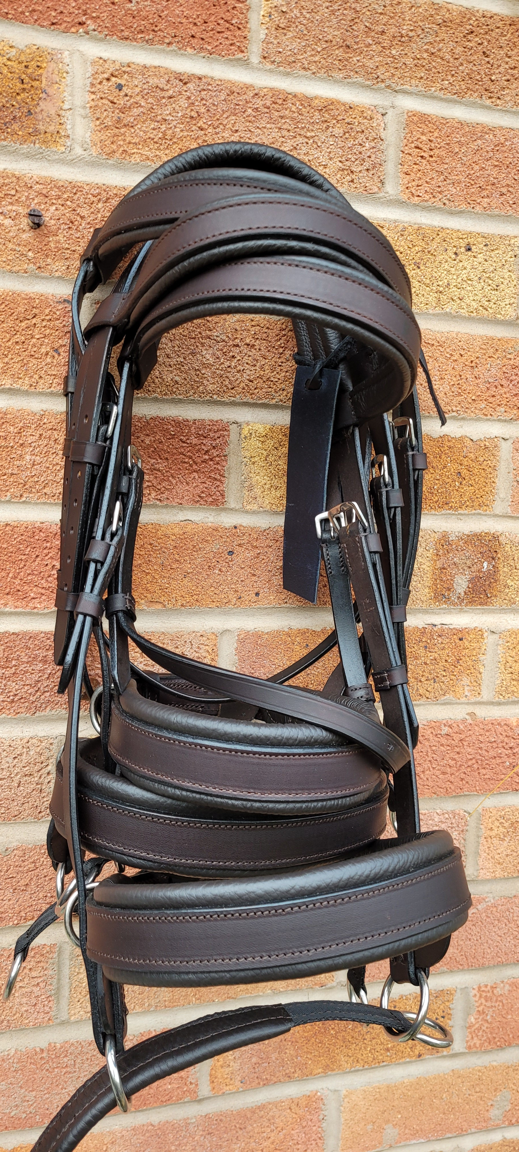 Leather full size double bridles havana/chocolate