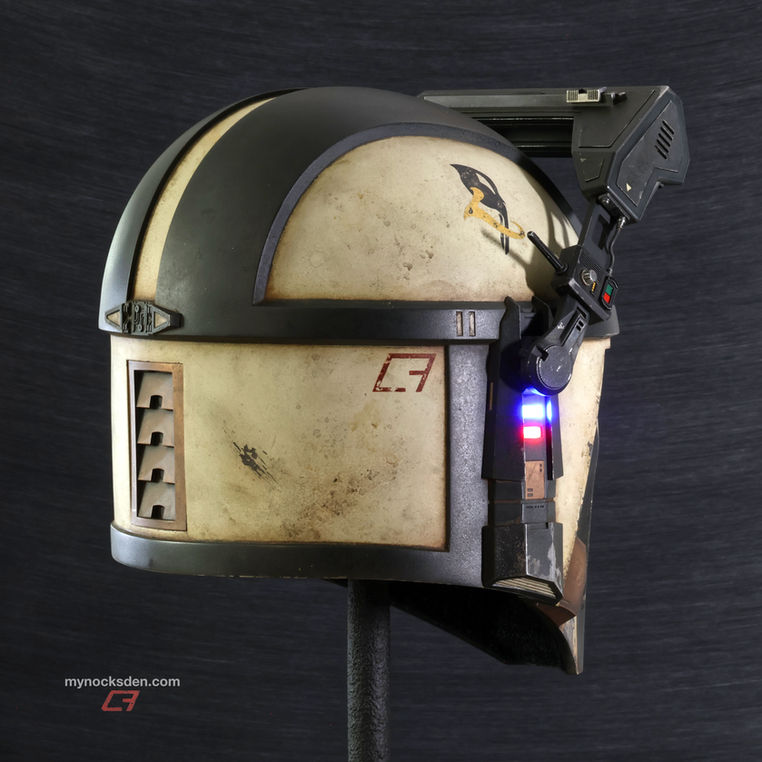 JWS Recon V2 Mandalorian Helmet, fully finished and painted, with Macrobinoculars, by Mynock's Den