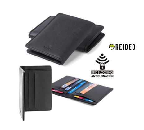 Tarjetero con tecnología de seguridad RFID (Identificación por Radio Frecuencia) que mantiene seguros tus dispositivos