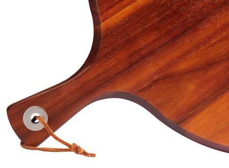 Amplia tabla redonda de madera sólida de ACACIA, con asa, ideal para cortar y servir Pizza.