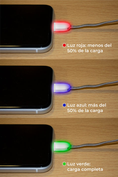 Cable conector para celular con argolla para poder poner llaves. Cargador tipo C y Iphone.