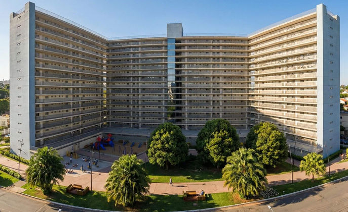 Modelagem 3D completa e renderização externa de um Edifício.