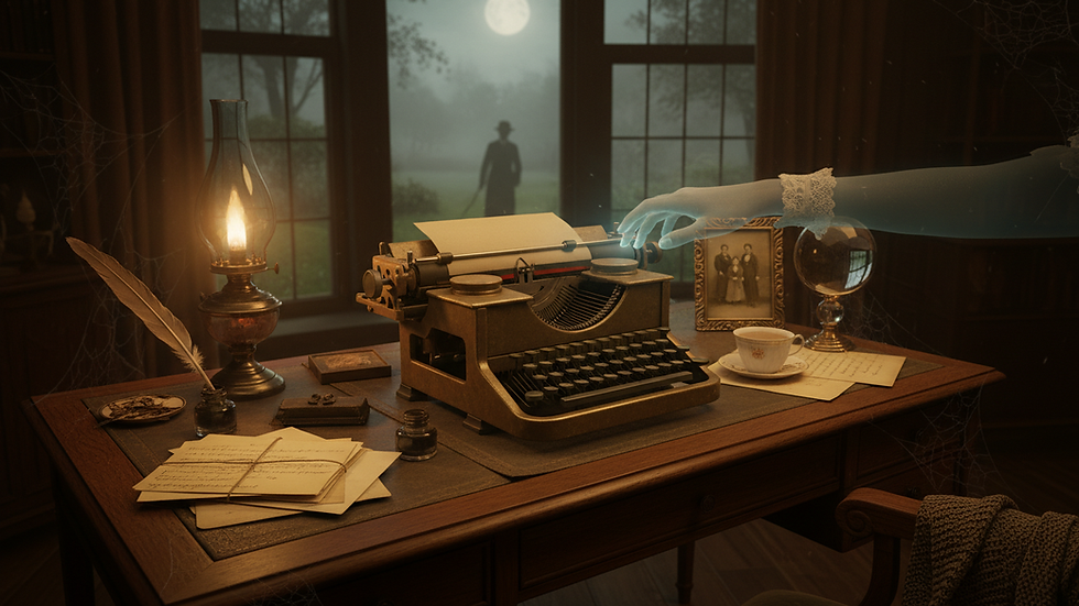 Close-up of a vintage typewriter on a wooden desk