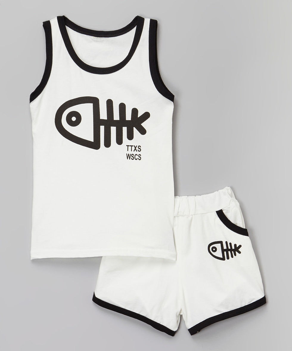 Thumbnail: White Fish Bones Pants Set - R