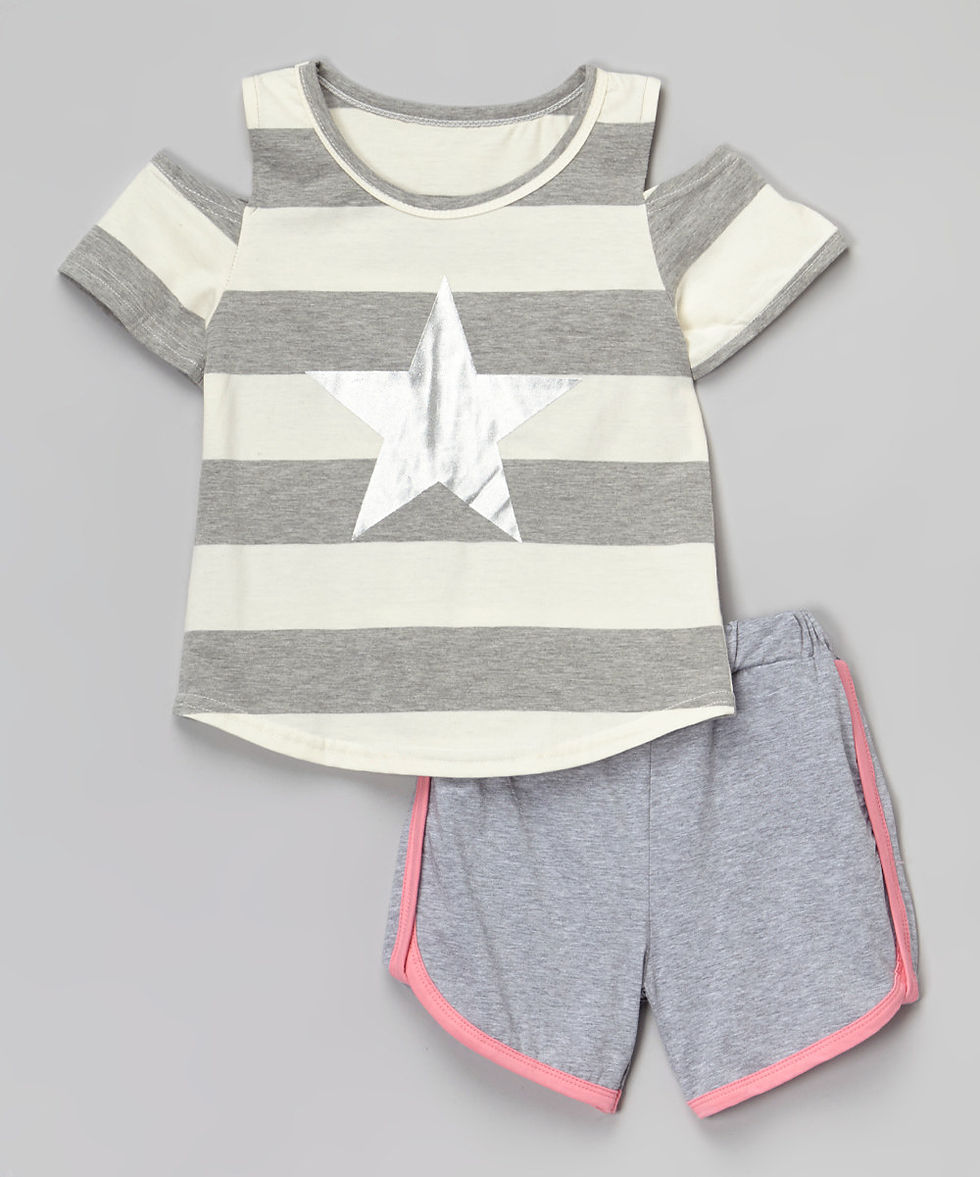 Thumbnail: Gray Silver Star Pants Set - R