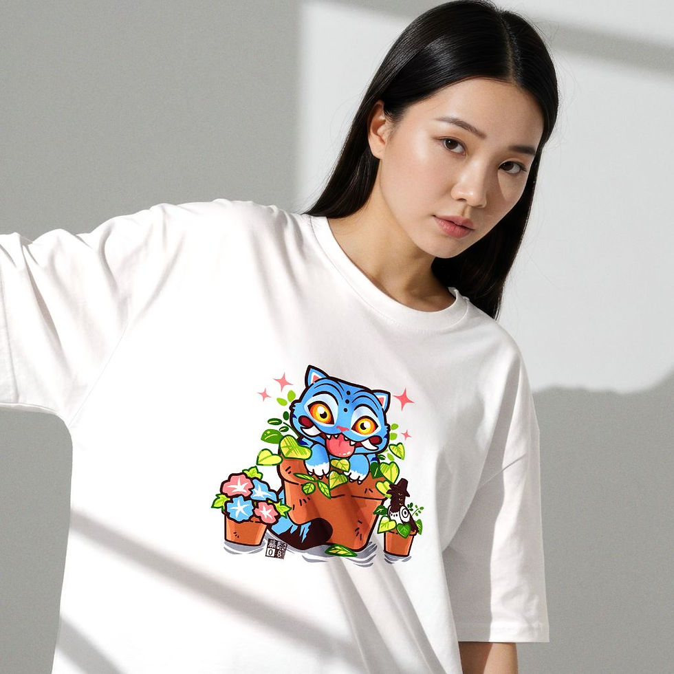 huntrix – Kawaii Cat Plant Graphic | Unisex Japanese Streetwear Tee