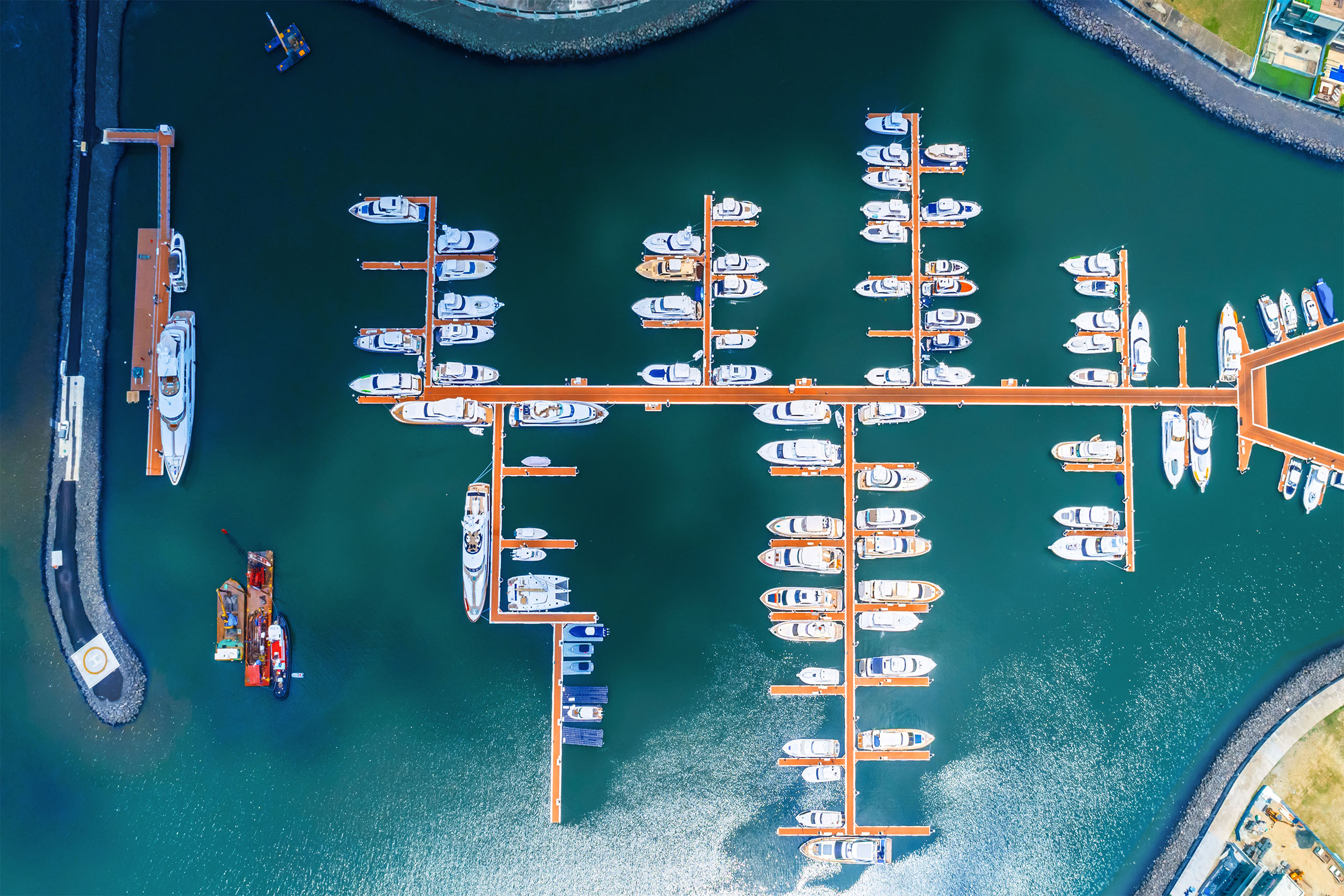 The marina between the islands.