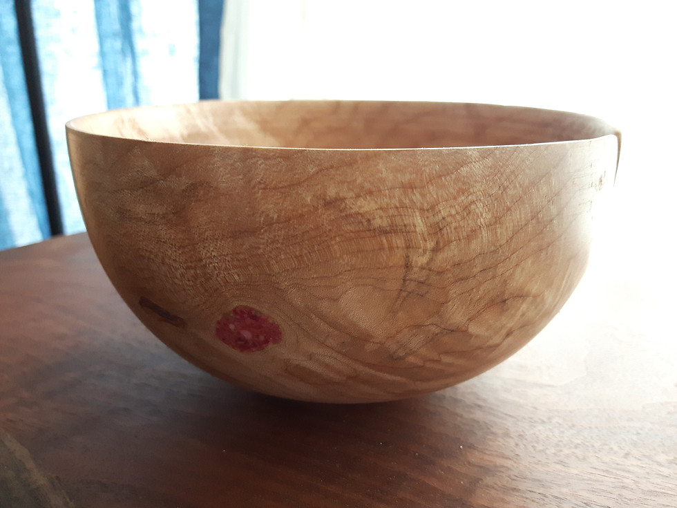 Thumbnail: Live edge Maple Burl Bowl / Red Coral Inlay