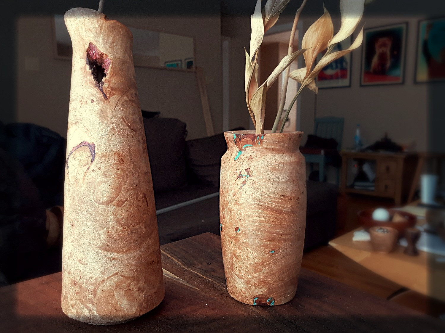 Vase - Live edge Maple & Red Coral