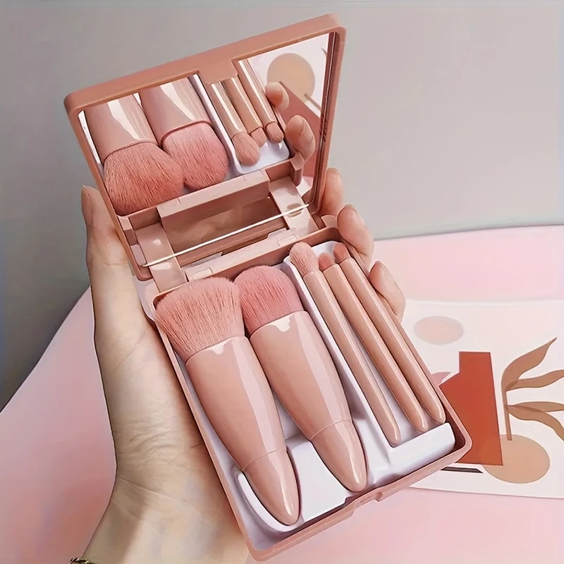 Miniatura: Conjunto de maquiagem portátil com 5 pincéis cosméticos, Kit para viagem.