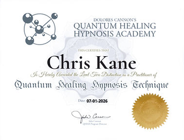 Chris Kane Quantum Healing Hypnosis Academy certificate