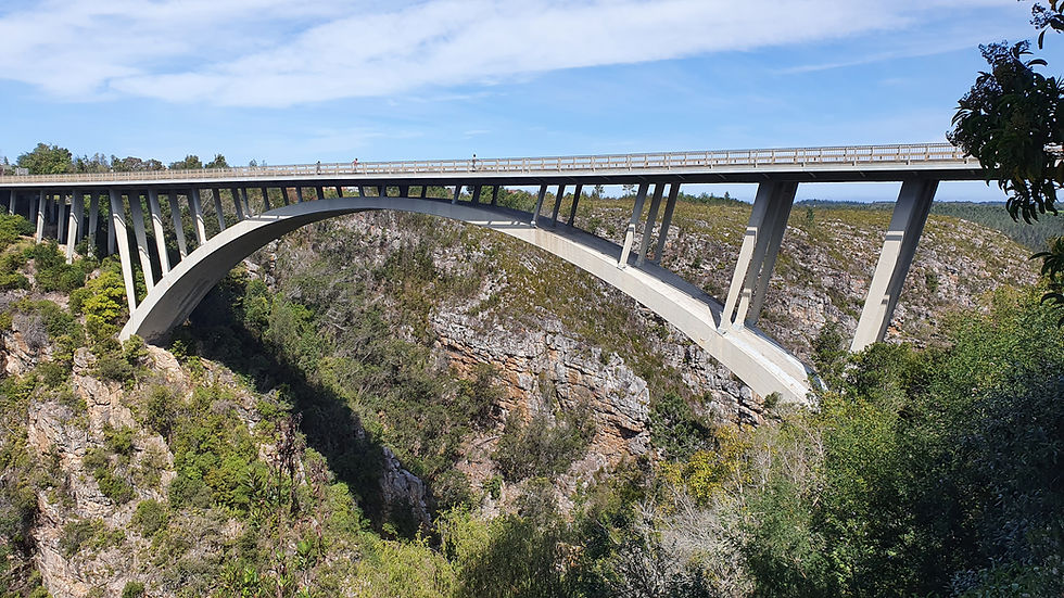Uitzicht op de Storms River Bridge