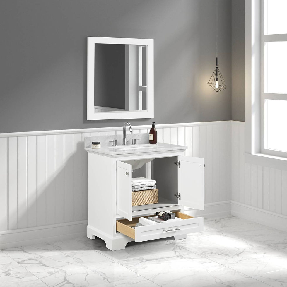 Thumbnail: Copenhagen 30" Modern Bathroom Vanity with Carrara Marble Top 