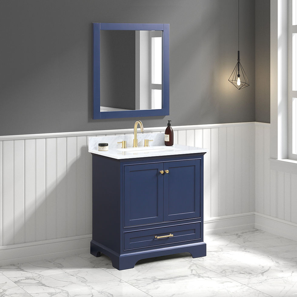 Thumbnail: Copenhagen 30" Modern Bathroom Vanity with Carrara Marble Top 