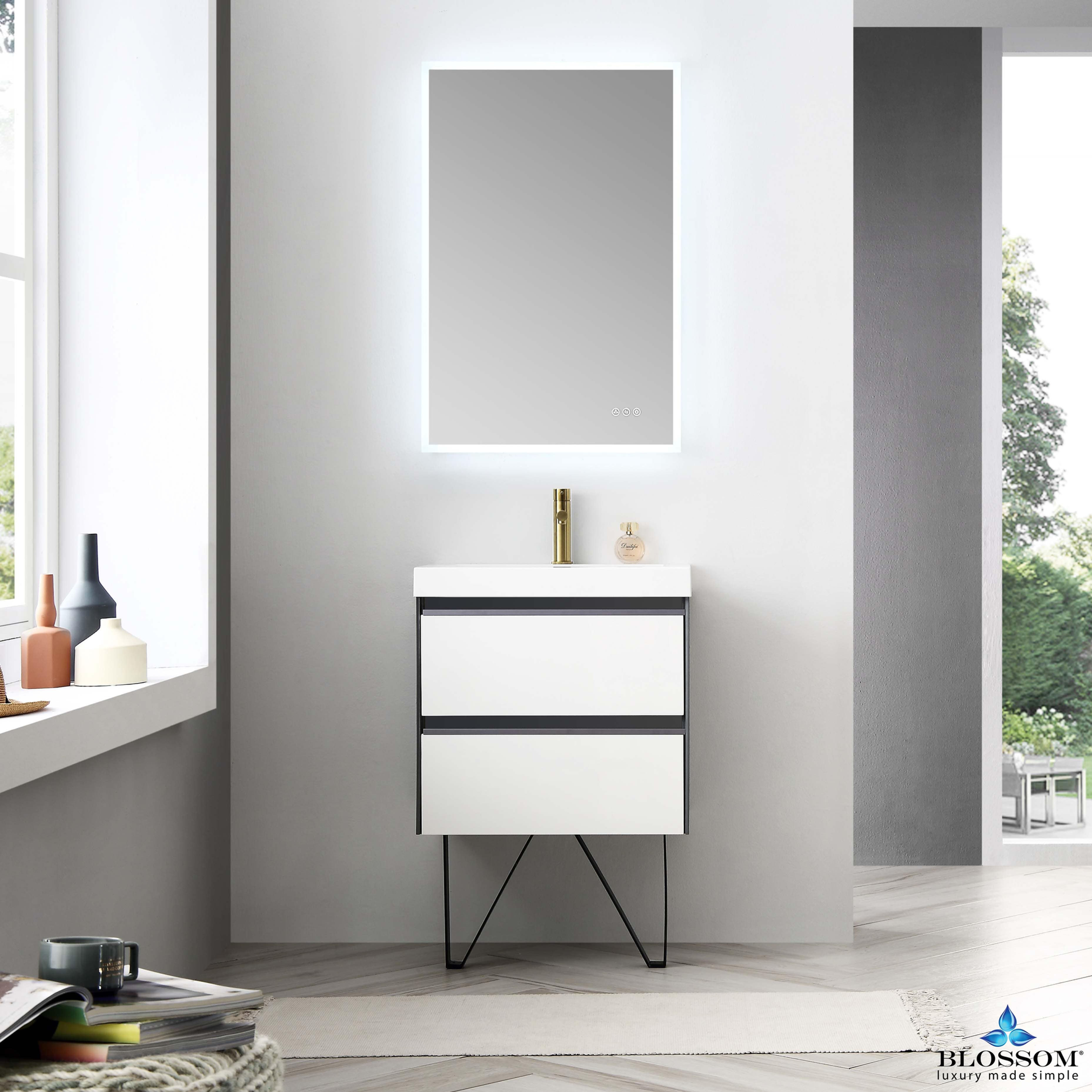 Berlin – 24 Inch Vanity – Glossy White & Glossy Grey