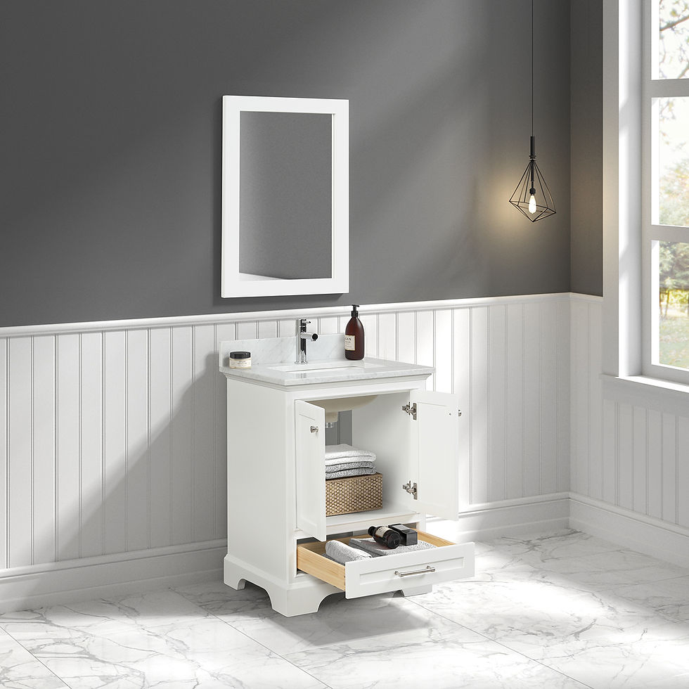 Thumbnail: Copenhagen 24" Modern Bathroom Vanity with Carrara Marble Top | Soft-Close