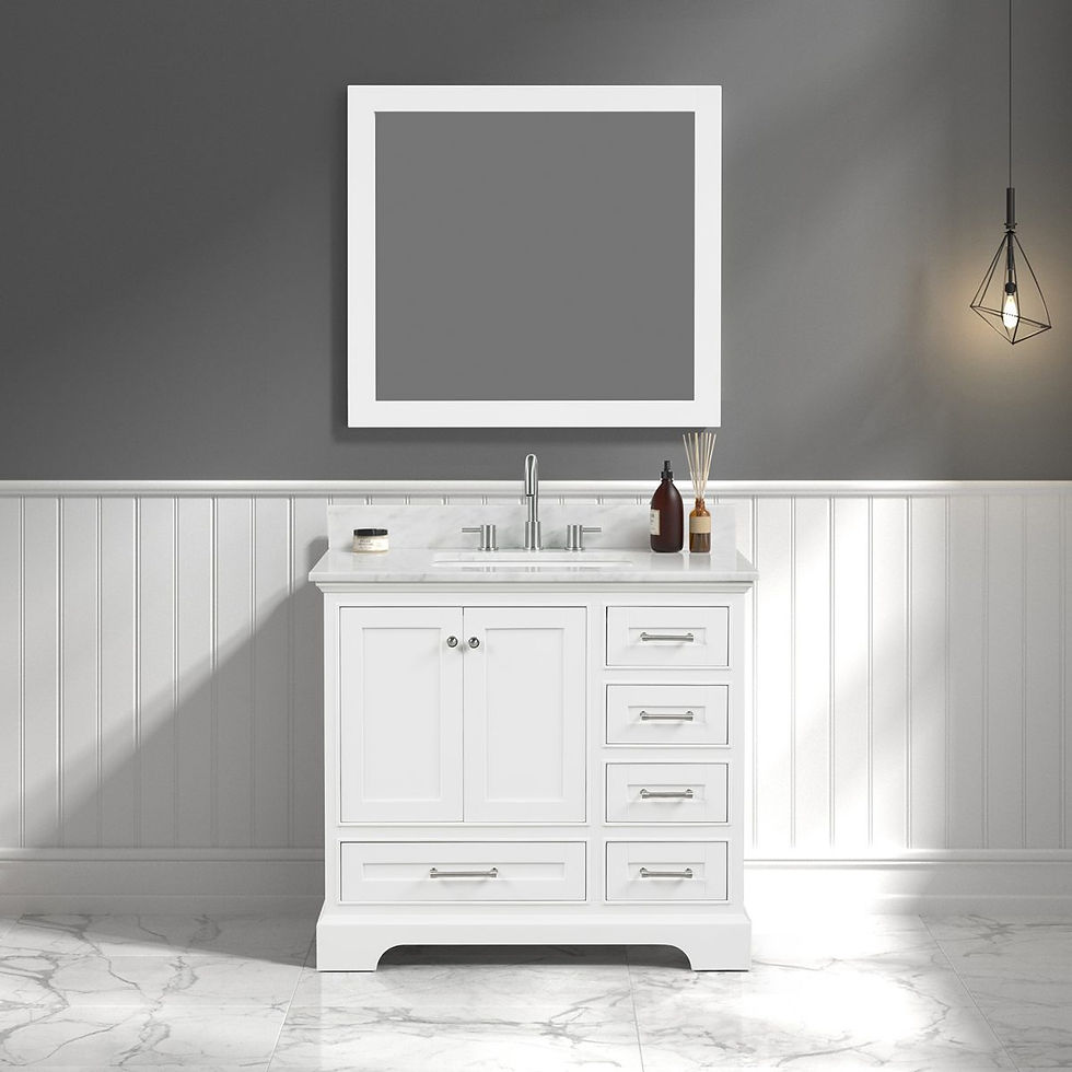 Thumbnail: Copenhagen 36" Modern Bathroom Vanity with Carrara Marble Top