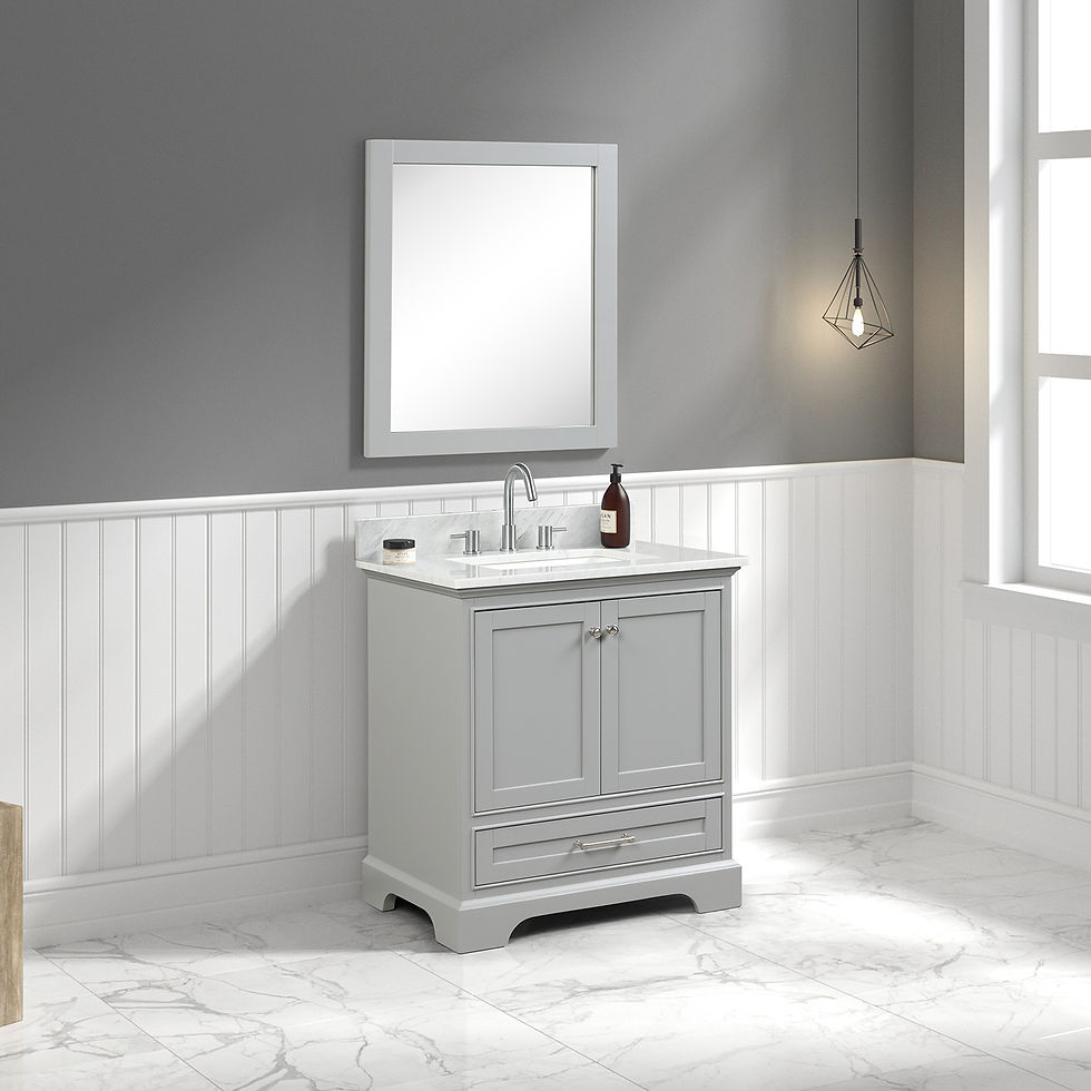Thumbnail: Copenhagen 30" Modern Bathroom Vanity with Carrara Marble Top 