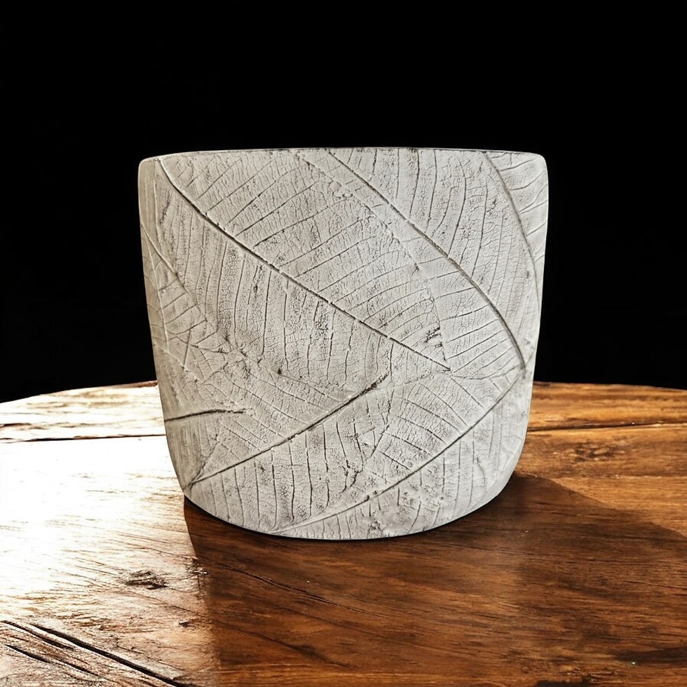 Miniatura: Maceta texturada hojas