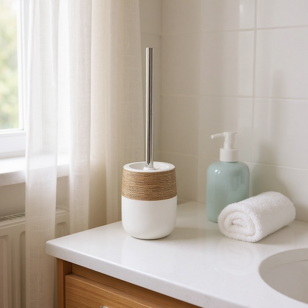 Miniatura: Limpia inodoro blanco con cafe