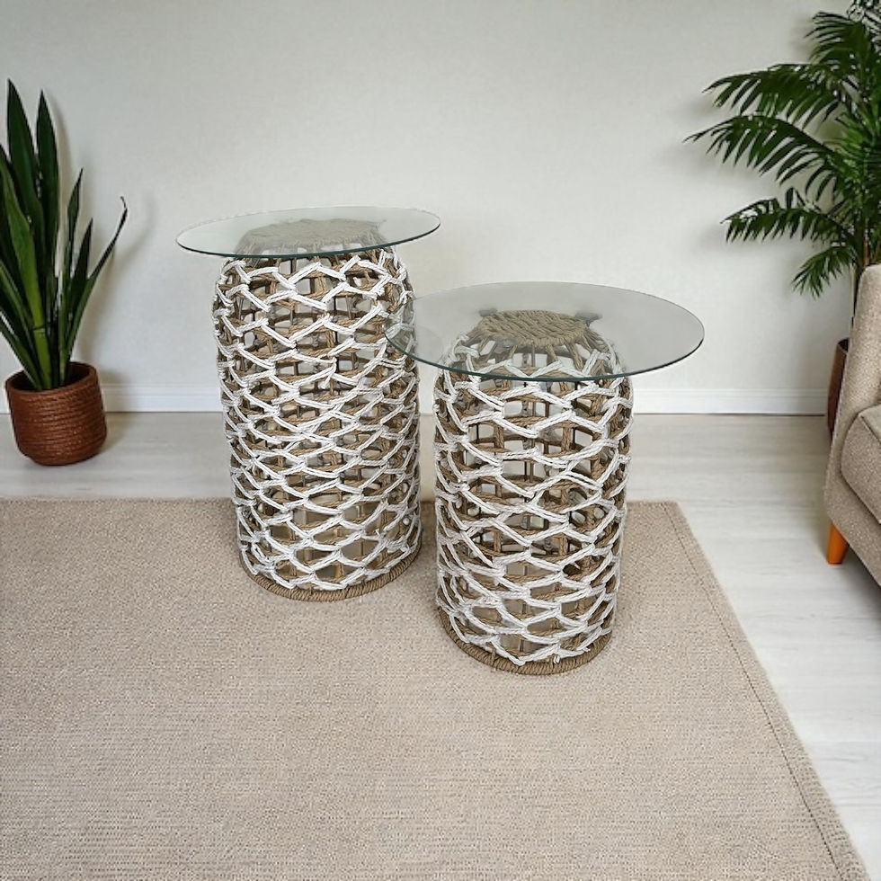 Miniatura: SET MESAS TEJIDO CON VIDRIO