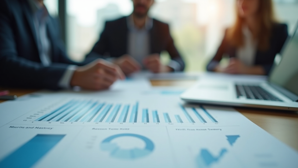Close-up view of a business meeting discussing strategy with charts and laptops