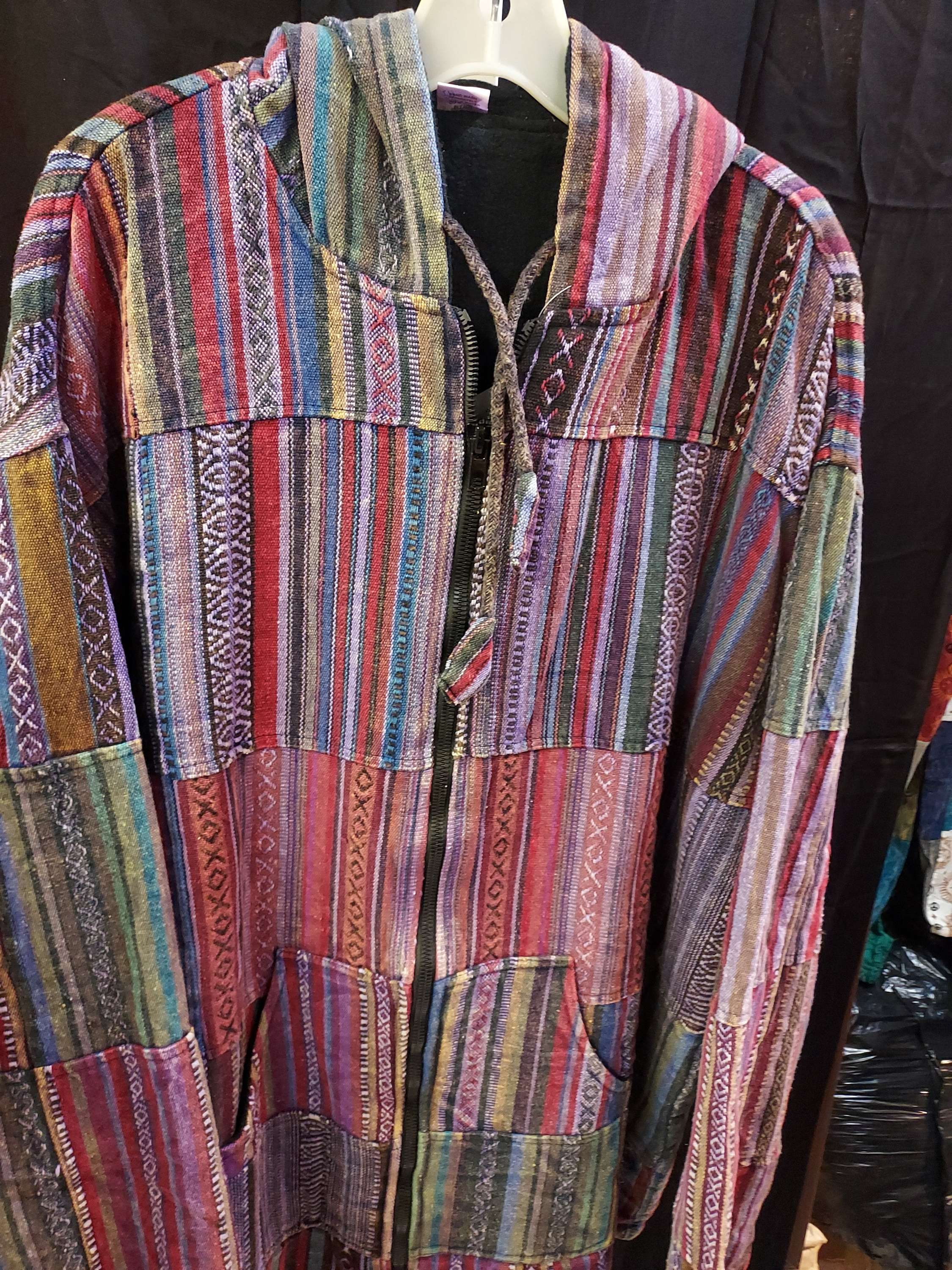 Patchwork jacket with fleece lining. 