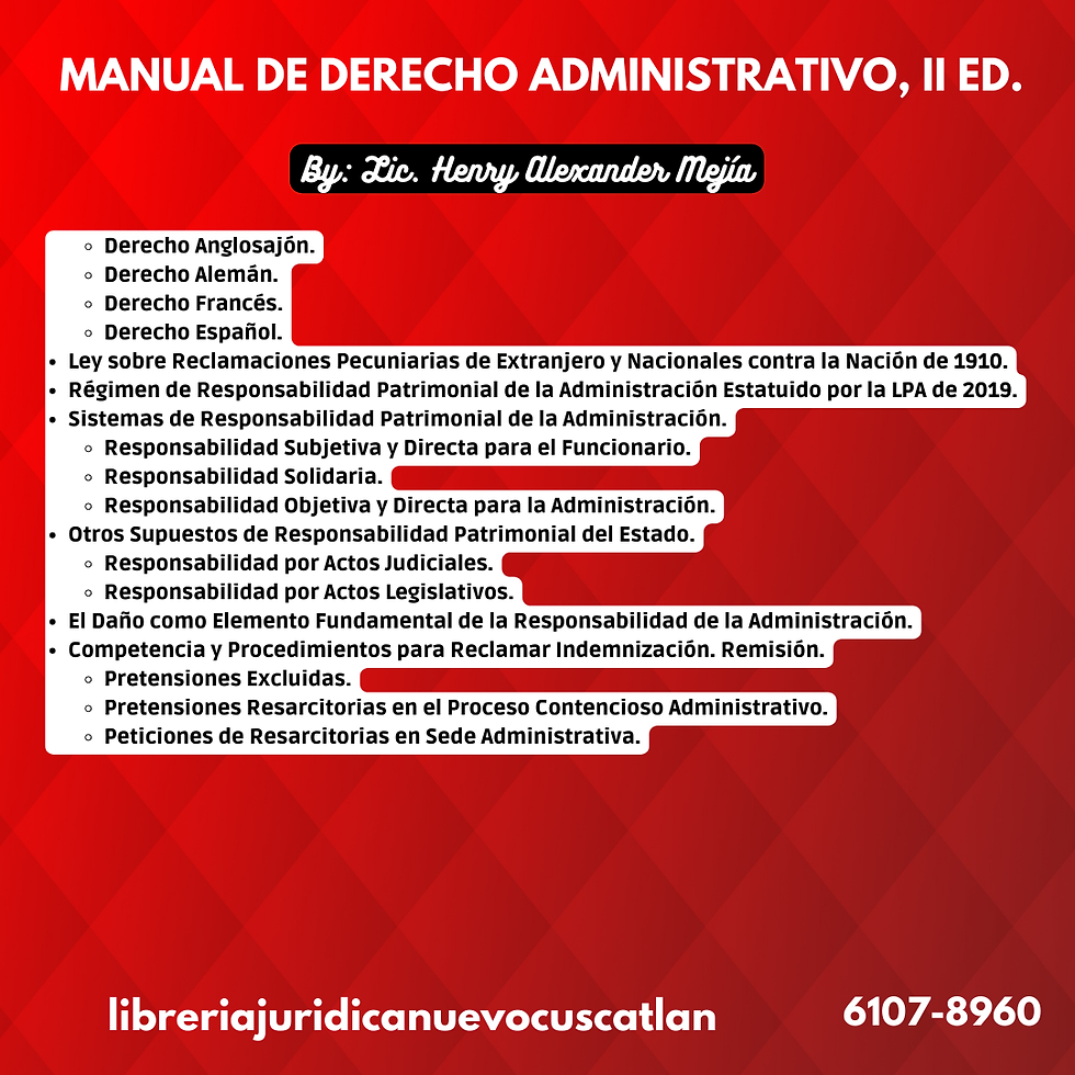 Miniatura: Manual de Derecho Administrativo, 2ED, CUSCATLECA, Dr. Henry Alexander Mejía